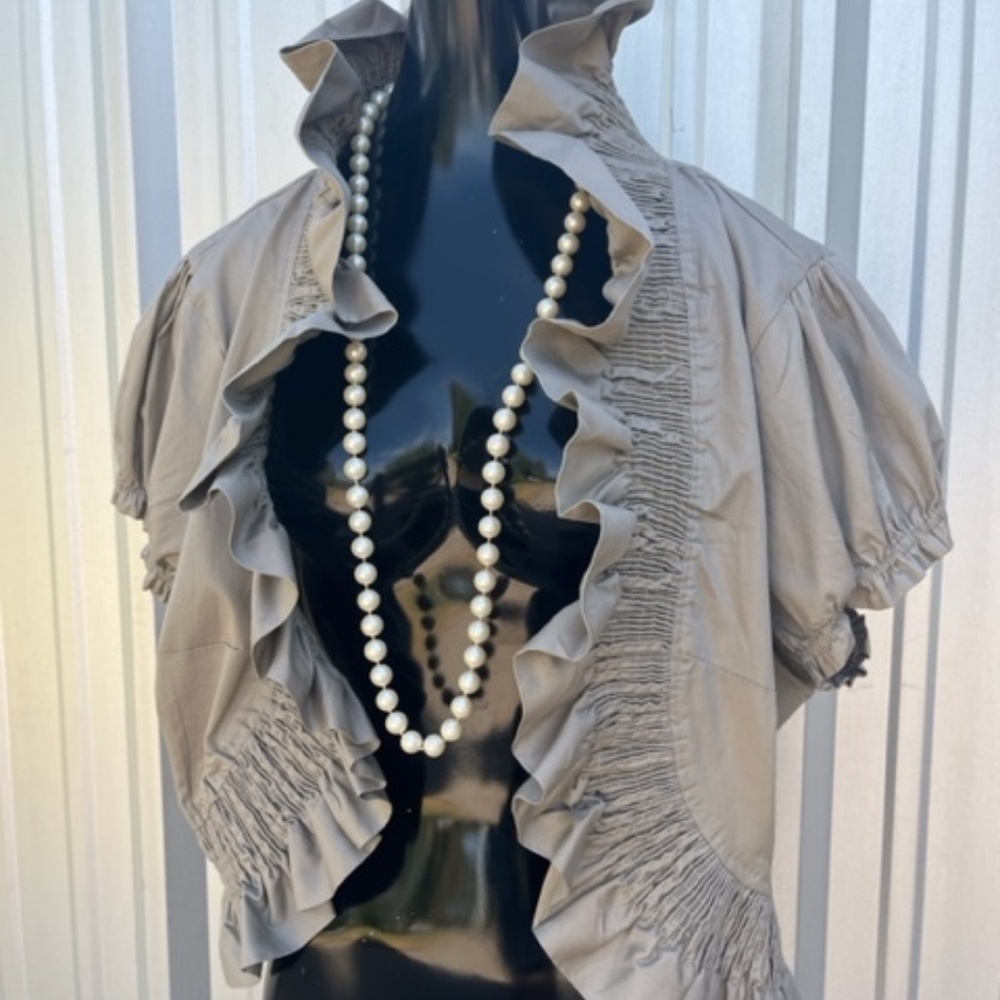Women's "Last Kiss" Tan Ruffled Cotton Top / Jacket - Size 3X